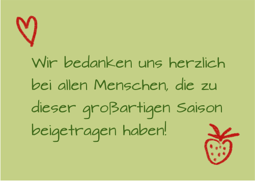 Sander Erdbeerhof Hannover Saisonende 2026 Danke Wir bedanken uns bei allen Menschen, die zu dieser großartigen Saison beigetragen haben.